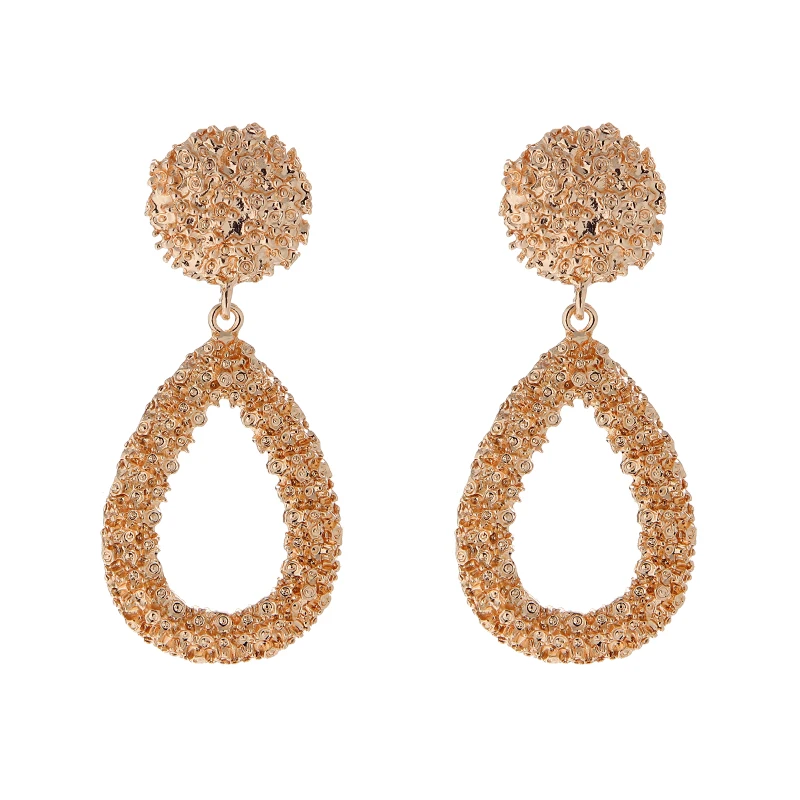 rose gold-5 QTWINDY Новые популярные Винтажные серьги для женщин Золотой Серебряный зеленый круглый круг полые тяжелые серьги в стиле панк подарок для вечерние Brinco - Окраска металла: rose gold-5