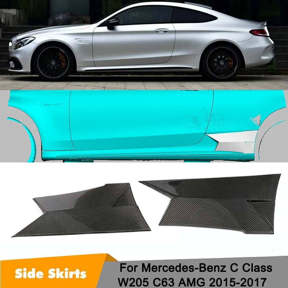 Боковые юбки из углеродного волокна для Mercedes-Benz C Class W205 C63 AMG 2 двери 2015 2016 2017