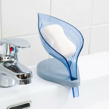 

1PC Leaf Shape Soap Dishes Box Holder Storage Soap Rack Portable Bathroom Sink Sponge Soap Tray