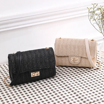 

Straw pu Bag Handbags Women Summer Rattan Bag Handmade Woven Beach Handbag 2019 New Fashion esigner bags famous brand