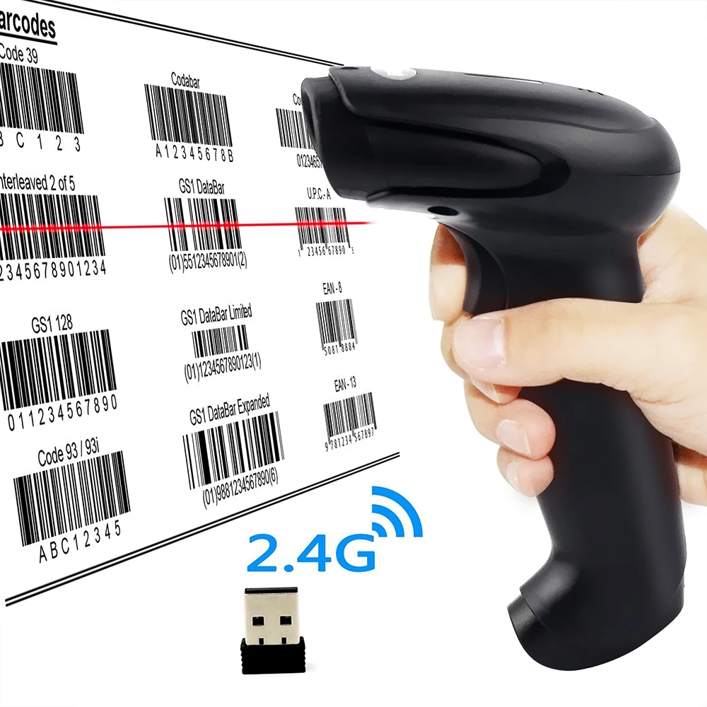 1D лазерный портативный 2 4G беспроводной USB сканер штрих кода беспроводные