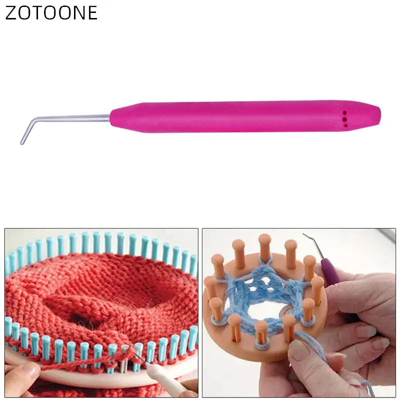 

ZOTOONE 12.8CM Sewing Crochet Hook for Sweater TPR Steel Knitting Needle DIY Rubber Handle Handmade Sewing Tools Accessories E