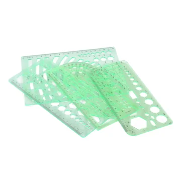 

4pcs Drawings Templates Measuring Geometric Rulers Plastic Draft Rulers Math Measurement Template Rulers for School Office