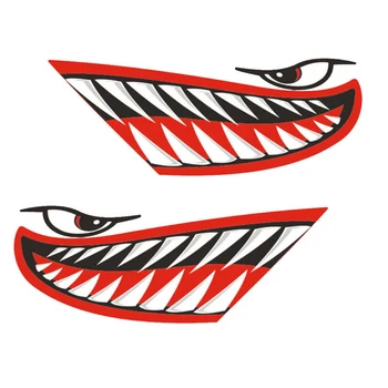 

Exterior Car Sticker Red Wrap Set Vinyl Shark Teeth Decal Boat Dinghy Kayak