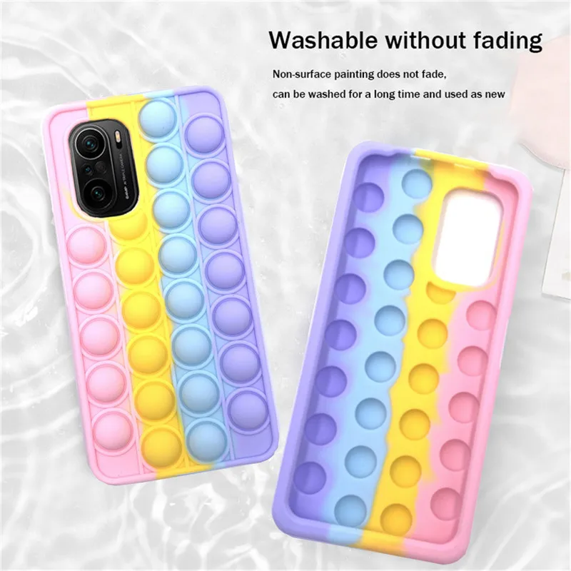 For Redmi Note 9 Pro 9S 7 8 Pro Push Pop Bubble Fidget Toy Soft Case for Redmi 9 9T 9C 9A Mi Poco X3 M3 Sensory Stress Reliver
