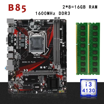 

B85 desktop motherboard set kit with LGA1150 Intel I3-4130 processor 16G(2*8G) ddr3 ram memory Micro-ATXM.2 NVME SSD USB3.0