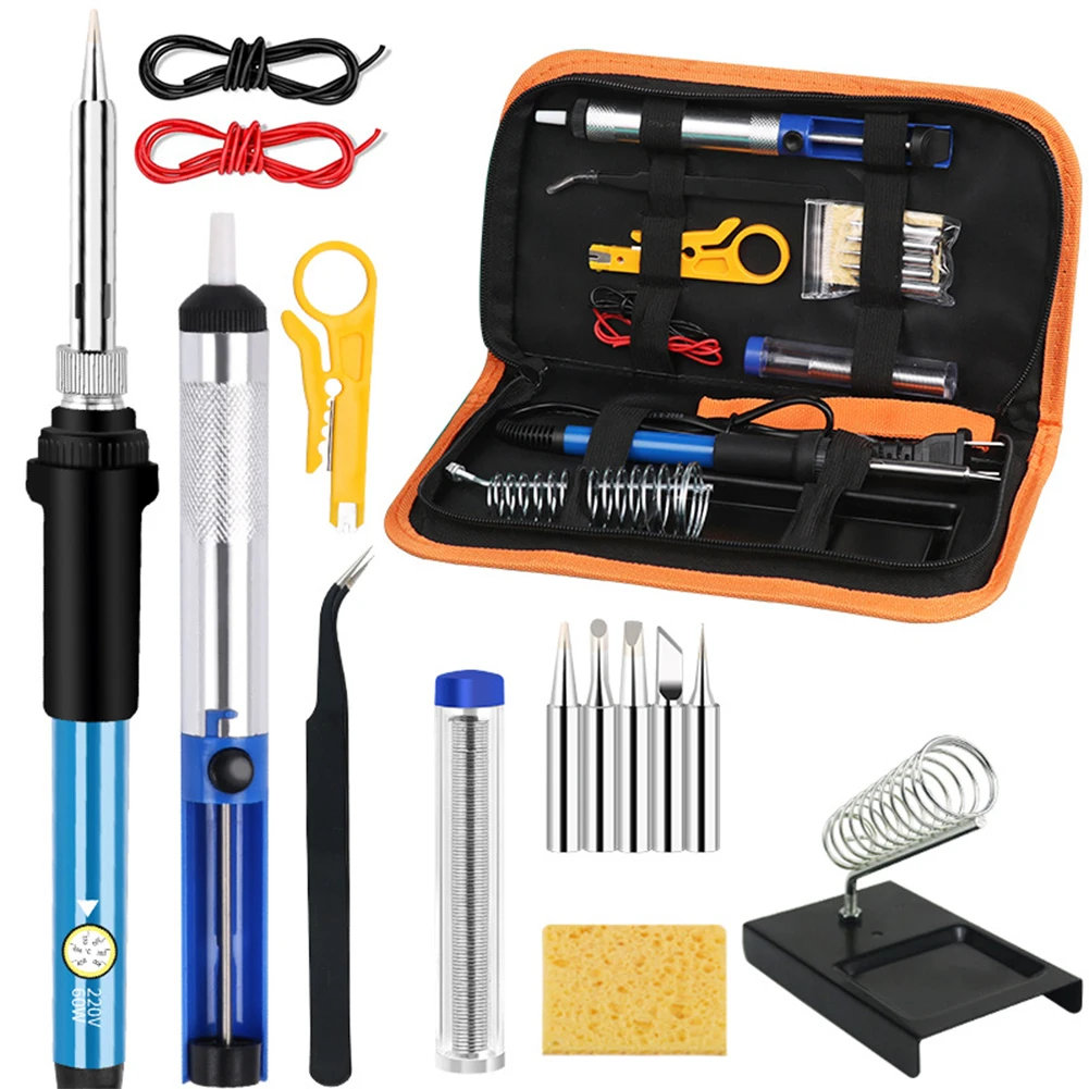 electronics soldering kit 15Pcs 60W Soldering Iron Adjustable Temperature Electric Solder Iron Rework Station Mini Handle Heat Pencil Welding Repair Tools best soldering iron for electronics Welding Equipment