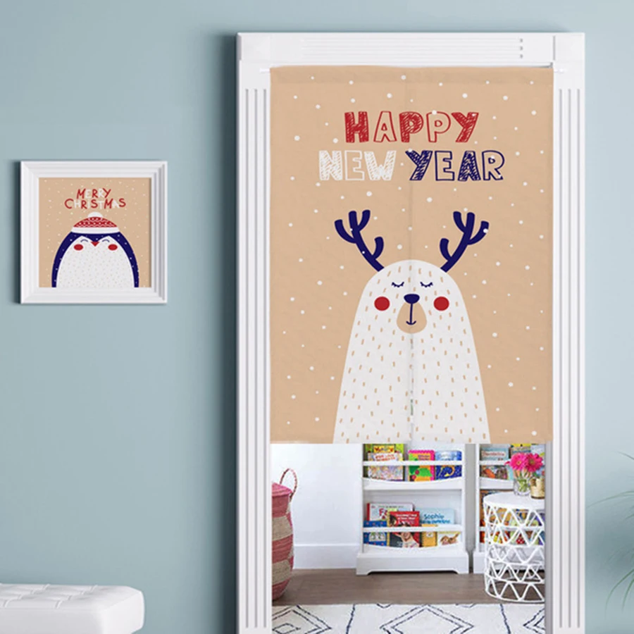 Год фантастический Праздничный Рождественский хлопок ткань короткие занавески s для кухни Санта окна двери перегородки Половина занавес A75-50