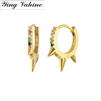 

ying Vahine 100% 925 Sterling Silver Colored Zircons Rivets Stud Earrings for Women