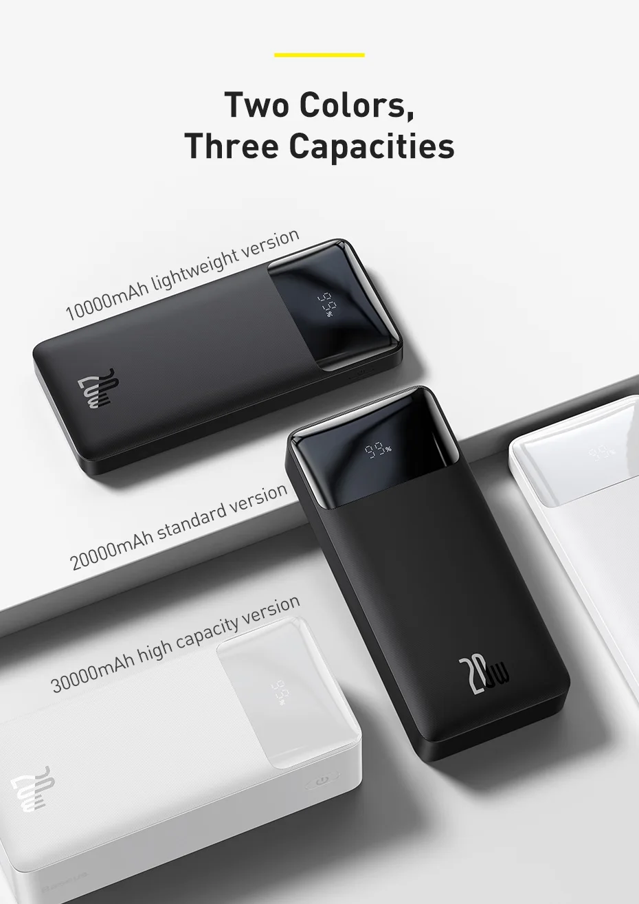 fast charging power bank Baseus 30000mAh Power Bank Portable Charger 30000 External Battery PD Fast Charging Pack Powerbank For Phone Xiaomi mi PoverBank mobile power bank