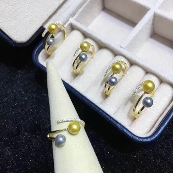 

Classic Rings Resizable Design Rings Base 925 Silver Pearl Rings Settings Women DIY Pearl Rings Accessory No Pearl