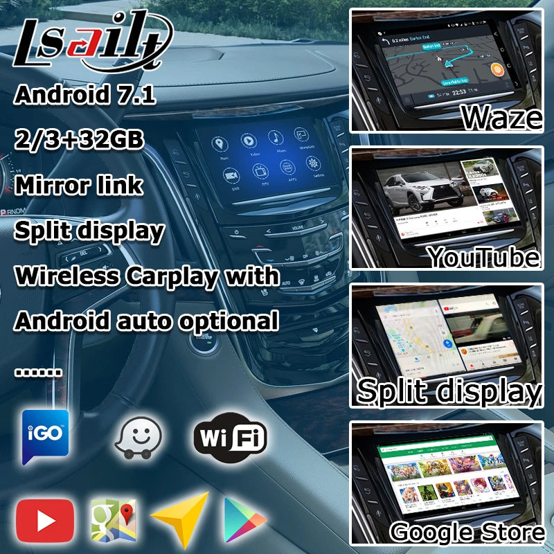 Android gps навигационная коробка для Cadillac Escalade и т. д. видео интерфейс mylink CUE intellilink система с беспроводной Carplay