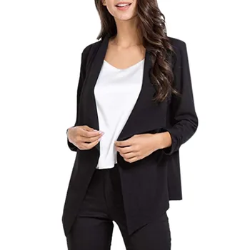 

2019 New Elegant Black Single-breasted Women Blazer Fashion Vintage Solid Loose Work Wear Tops Outerwear Female Jacket#3