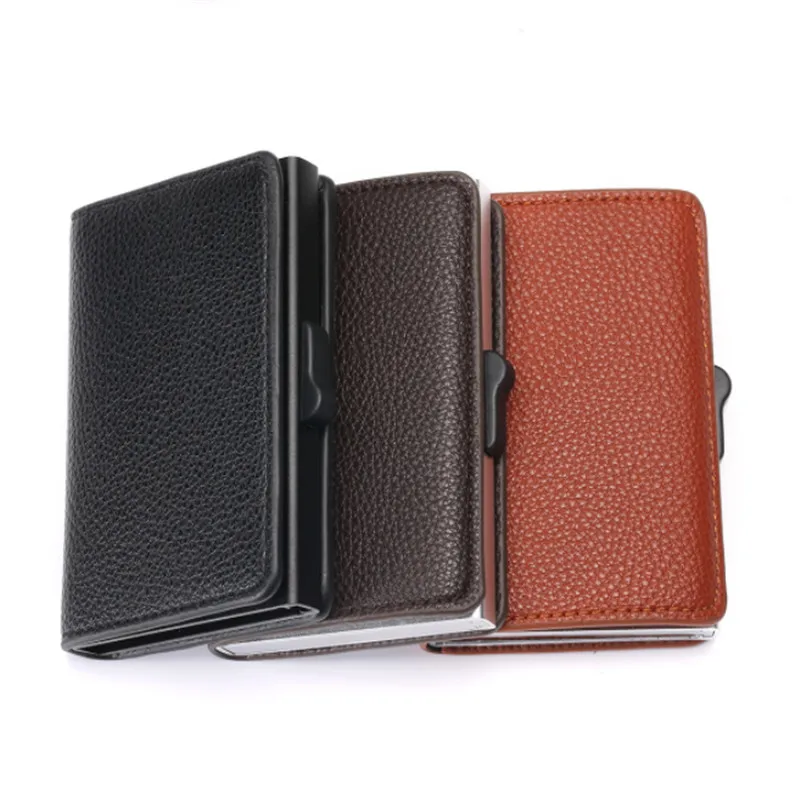 Magic Fish High-grade Alumina Card Holder Solid Color Automatic Pop-up RFID Anti-theft Bank Card Box Mini Business Card Case