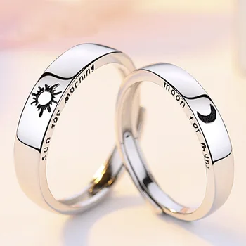 

High quality adjustable sterling silver rings New Fashion Jewelry 925 sterling silver rings for women jewelry 2pcs lovers ring
