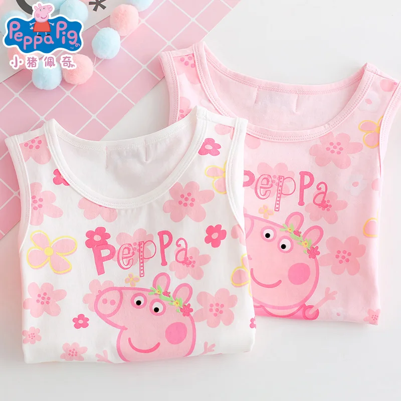 Peppa Pig Дети девочка жилет футболка Мультфильм Свинка Пеппа плюшевая одежда для маленьких девочек игрушка Рождественский подарок хлопок