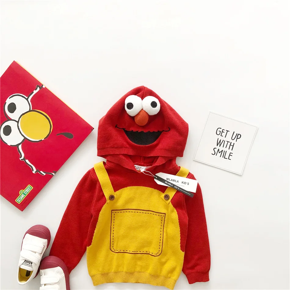Tonytaobaby/осенне-зимняя одежда новая детская одежда для мальчиков и девочек милый свитер с капюшоном и рисунком детские свитера