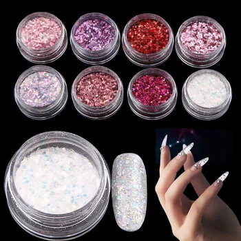 

Mixed-Size 8 Boxes/set Nail Glitter Flakes Holographic Laser Iridescent AB Flakes Nail Art Tips Chunky Ultra-thin Glitter Flakes