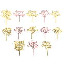New 10Pcs Happy Mothers Day Cake Topper Mother's Day Party Cake Topper Gold mother's day party Cake Dessert Decoration