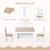 Ensemble de table en bois Homcom avec 2 chaises et banc pour enfants avec espace 5