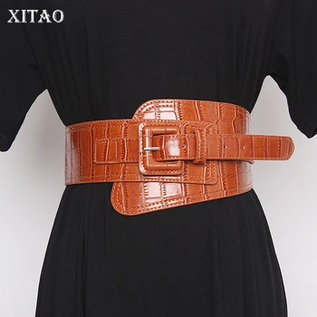 

XITAO Women Fashion Cummerbunds Winter Vintage Minority PU Elastic Elegant Small Fresh Casual Goddess Fan Cummerbunds GCC3021
