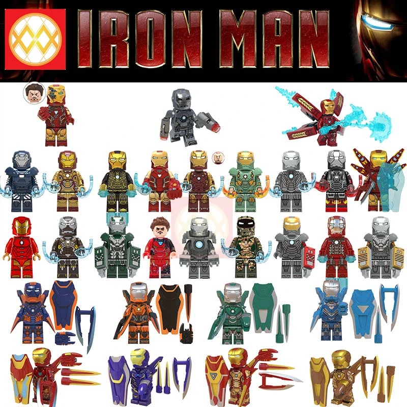 

29PCS/Lot Avengers Iron Man Pepper MK50 MarK35 Marvel Super Heroes Ironman Building Blocks Set Model Toys For Children Gifts