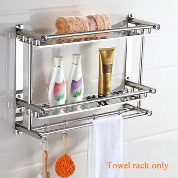 

Stainless Steel Anti-rust Double Layer Wall Mounted Hanging Towel Rack Washbasin Washroom Bathroom Storage Sorting Holder