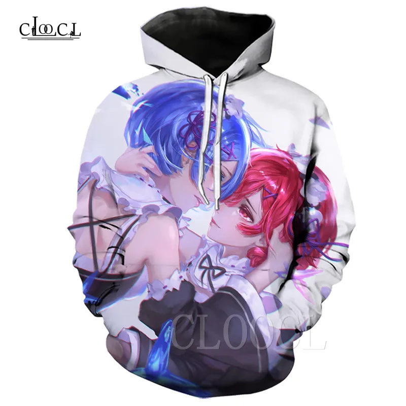 Милые толстовки Loli с японским мультяшным рисунком Re Zero толстовка 3D принтом Otaku