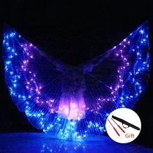 Для женщин живота Танцы светодиодный крылья Красочный светодиодный крыльев Исиды взрослых живот Танцы профессиональный аксессуар живота Танцы светодиодный крылья с барабанные палочки