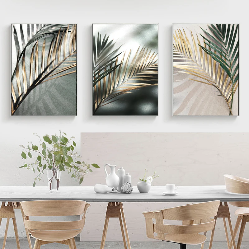 Golden-Palm-Leaf-Plant-Canvas-Painting-Botanical-Nordic-Wall-Art-Poster-Print-Scandinavian-Decoration-Picture-Artwork
