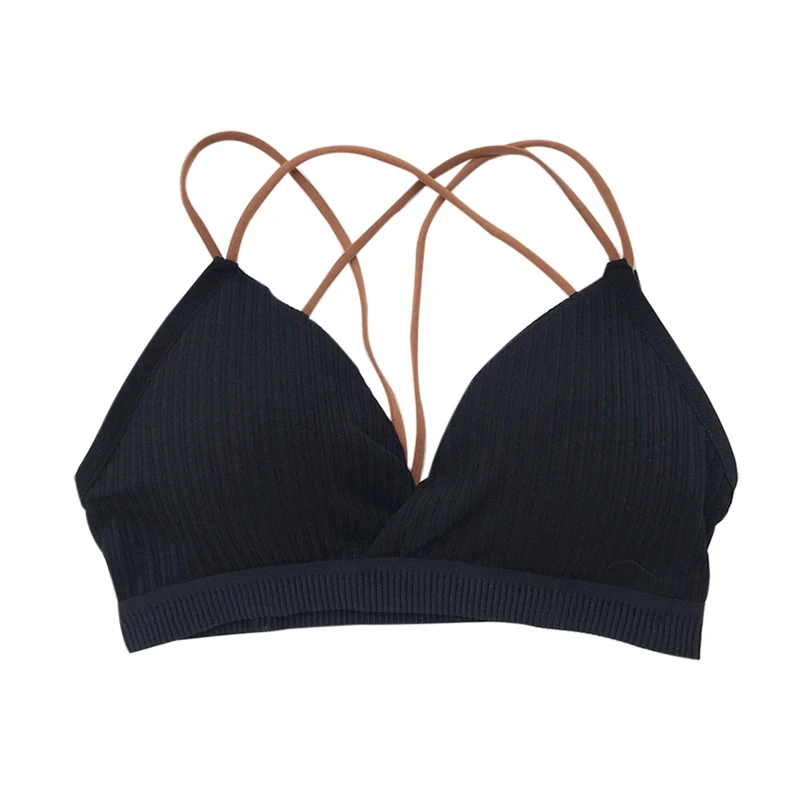 IX0442B Push Up Women Camisoles Lingerie Thread Wire Free Solid Color Beauty Back Cross Back Comfortable Underwear - Цвет: IX0442B