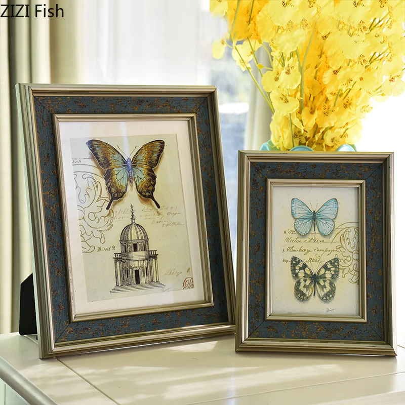 Vintage Imitation Wood Photo Frame 4/6/7/10 Inch Picture Frames Rustic Home Decor Nightstand Family Portrait Desk Decoration | Дом и сад