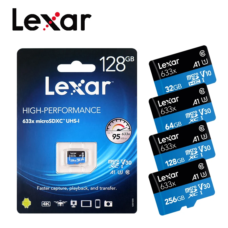 Оригинальная Micro SD карта Lexar, 128 ГБ, 64 ГБ, 32 ГБ, класс 10, высокоскоростная карта памяти 256 ГБ, 512 ГБ, tf-карта, R95Mb/s, флеш-карты sd-карта