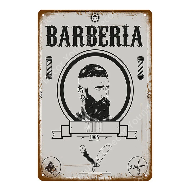 Barber Shop Metal Signs Haircuts And Shaves Advertising Decorative Board Home Wall Decor Hairdresser Gift Vintage Poster YI-165 - Цвет: YD7787BI