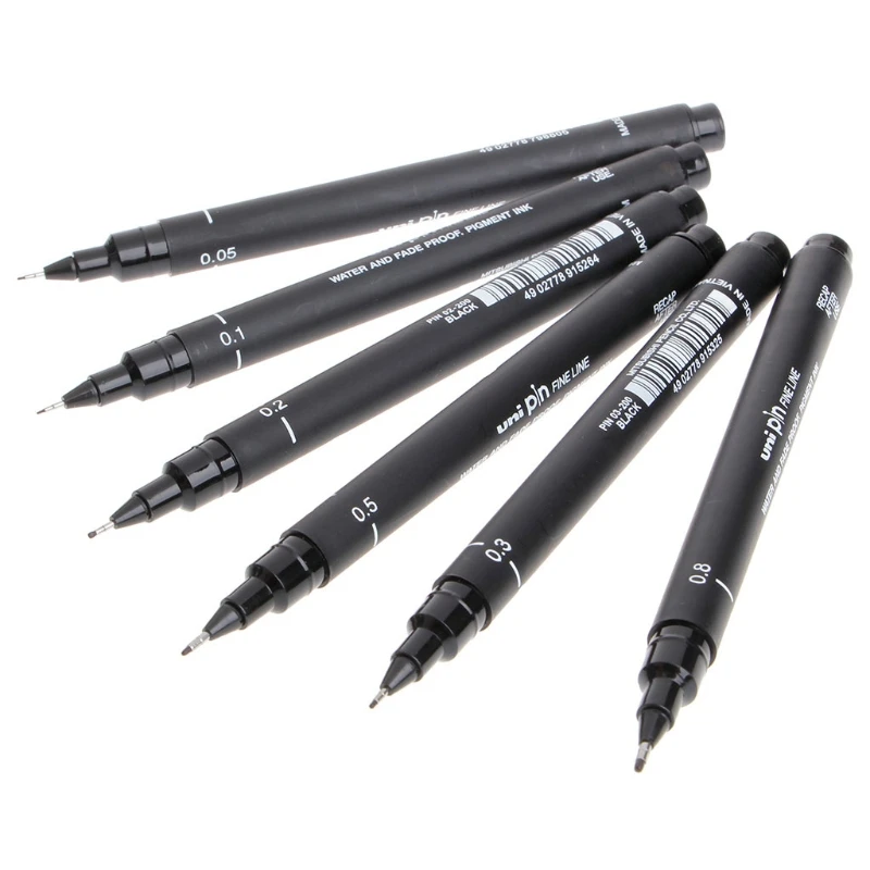 

6pcs Drawing Pen Ultra Fine Line 005 01 02 03 05 08 Needle Point Painting Pens