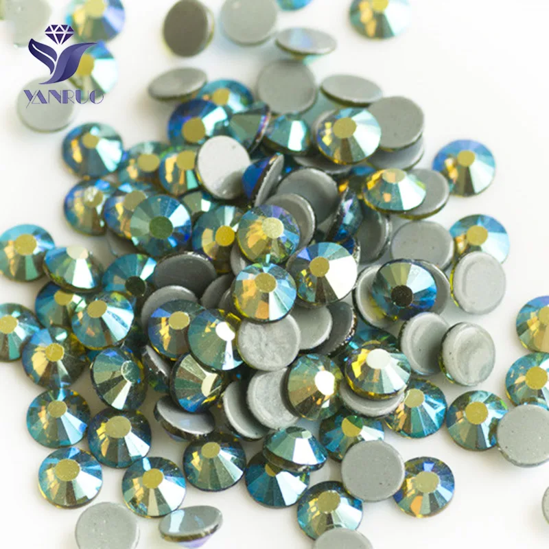 Olivine AB YANRUO 2058 Стразы для приклеивания клея приклеиваемые с одной стороны для горячей фиксации рукоделие термо Стразы для одежды - Цвет: Olivine AB