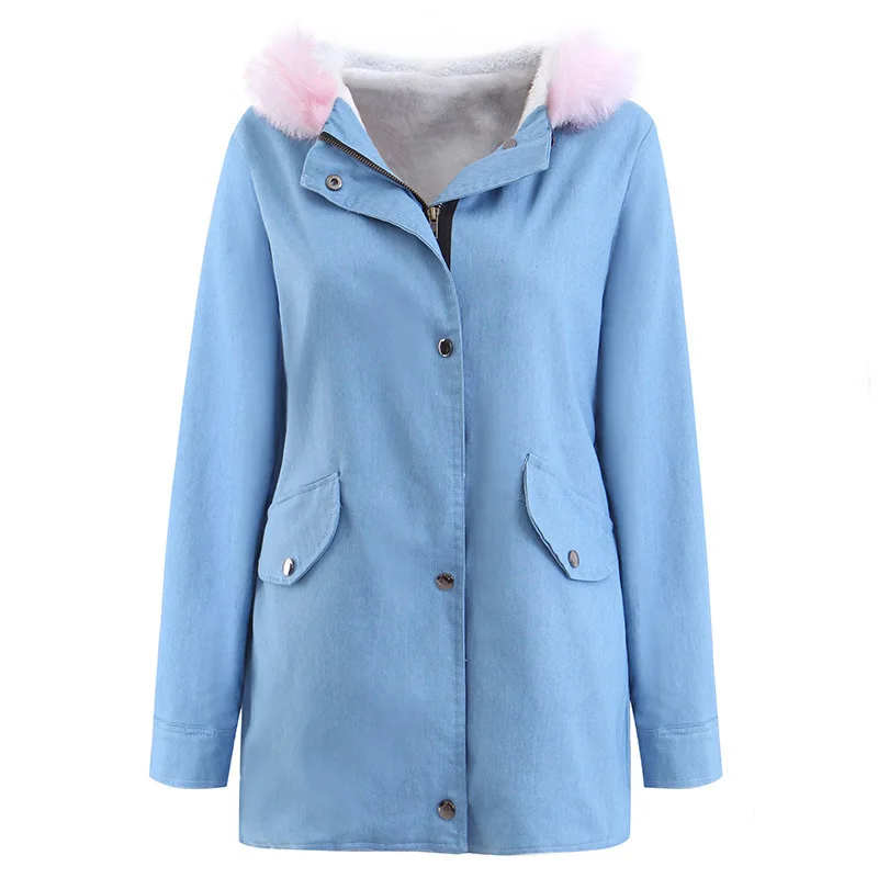 

Casual Thick Warm Winter Coat Women Button Pockets Full Sleeve Fax Fur Parkas Mujer Ladies Simple Streetwear Manteau Femme 2019