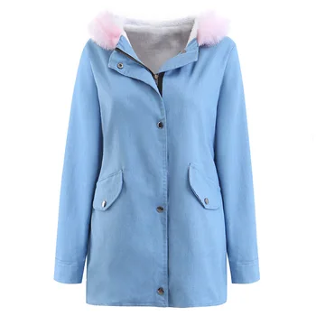 

Casual Thick Warm Winter Coat Women Button Pockets Full Sleeve Fax Fur Parkas Mujer Ladies Simple Streetwear Manteau Femme 2020