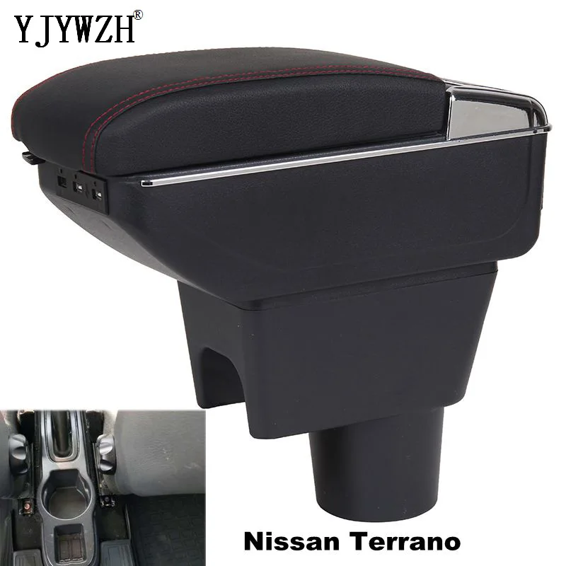Para Nissan Terrano 3 reposabrazos caja doble elevada con USB Central Console caja de almacenamient