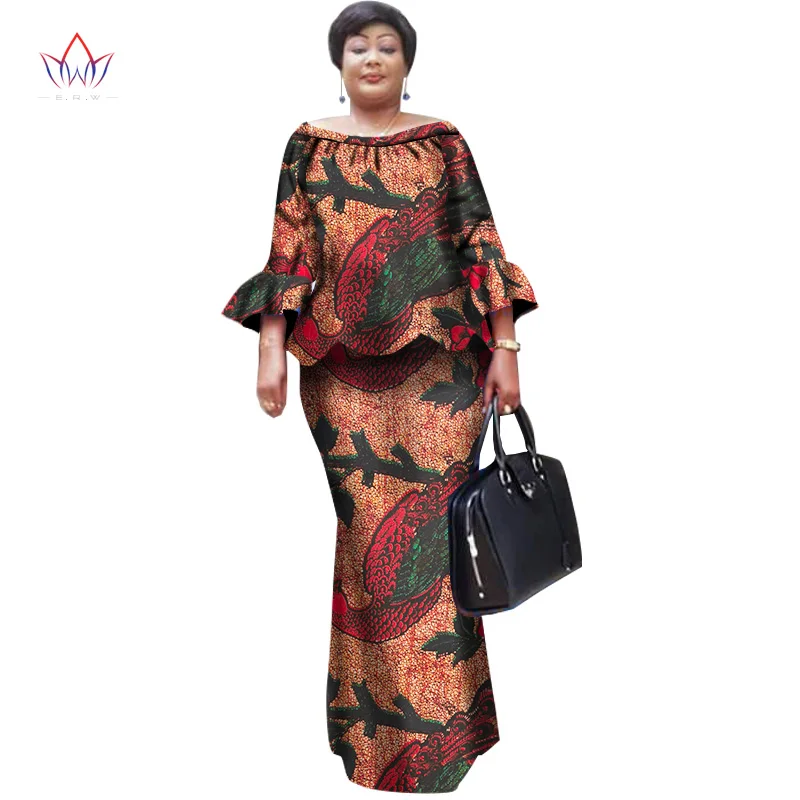 Африканская восковая юбка с принтом наборы для женщин Базен Riche размера плюс традиционная африканская одежда Дашики комплект из двух частей юбка WY1098 - Цвет: 14