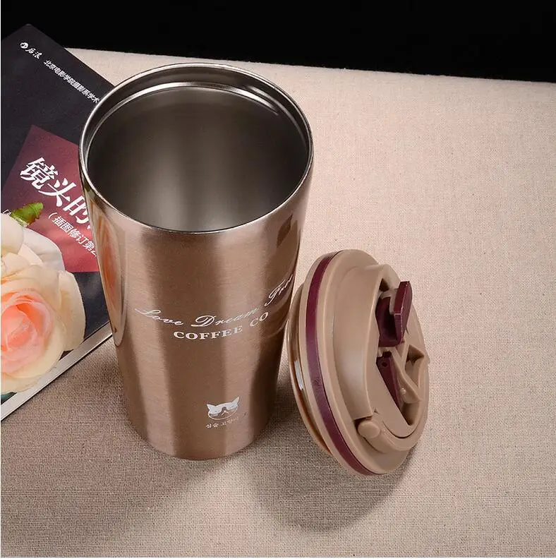 ZORRI кружка для кофе 304 нержавеющая сталь термос чашка Премиум путешествия 0.5л стакан чашки вакуумная колба бутылка для воды чай Кружка Термокружка