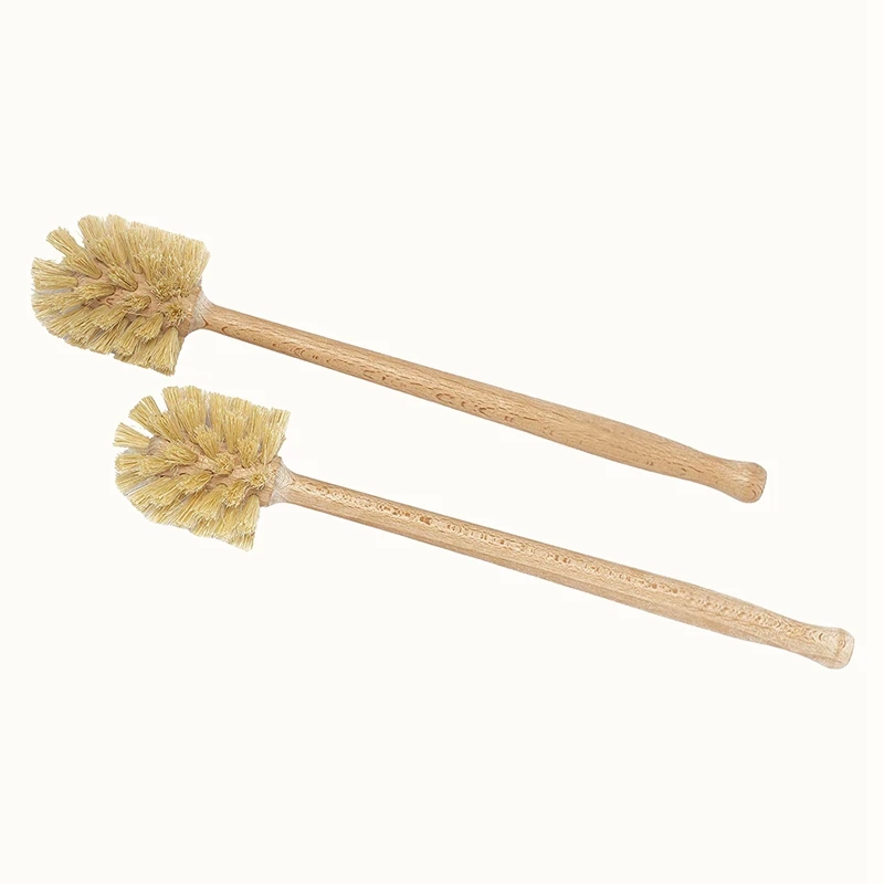Toilet Brush, 2 Pack Wood Toilet Brush Made Of Beechwood, Strong Hemp