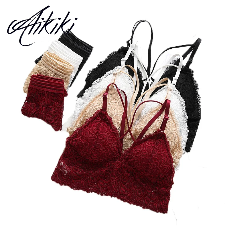 

Sexy Lace Bra Sets Women Seamless Embroidery Bralette Wireless Breathable Underwear Lingerie Set Bra and Panties Tanga Set