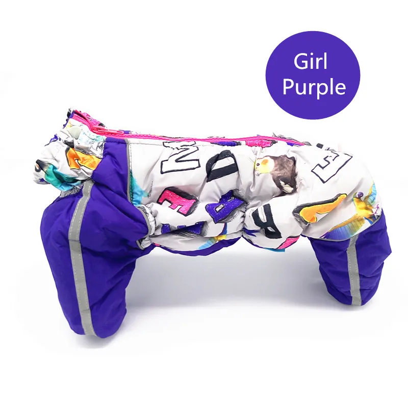 Комбинезоны для собак, зимняя одежда для собак, светоотражающие Мягкие флисовые мягкие пальто для маленьких собак, одежда для чихуахуа, йоркца, полный живот - Цвет: purple for girl dog