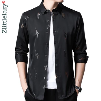 

2019 brand casual luxury gilding long sleeve slim fit men shirt streetwear social dress autumn shirts mens fashions jersey 92338