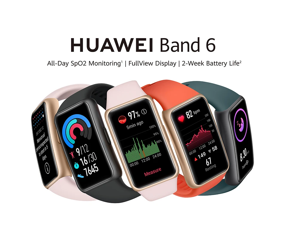 Huawei Band 7 Smart Band Blood Oxygen 1.47'' AMOLED Screen Heart Rate  Tracker Smartband 2 Weeks Battery Life 5ATM Waterproof