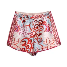 Women2021FashionWithButtonsFloralPrintShortsVintageHighElasticWaistFemaleShortPants Streetwear