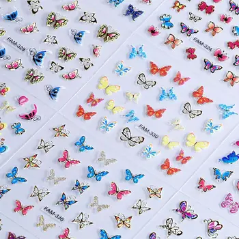 

24 Sheets Colorful Designs Nail Art Sticker Watermark Nail Decals Colorful Manicure Tools Tips Sticker Nail Butterfly DIY A9C0