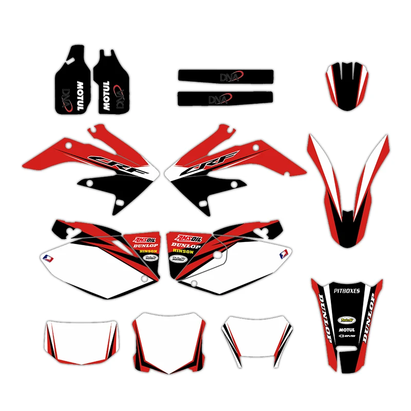 Мотоцикл графика фоны наклейка наклейки комплект для Honda CRF250X CRF 250X4 штрихи 2004-2012 2006 2007 2008 2009 2010 2011 - Цвет: Красный