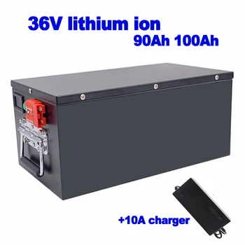

36v 90Ah 100Ah li-ion lithium li-ion battery 3.7v for forklift smart AGV power boat motor solar wind energy UPS + 10A charger